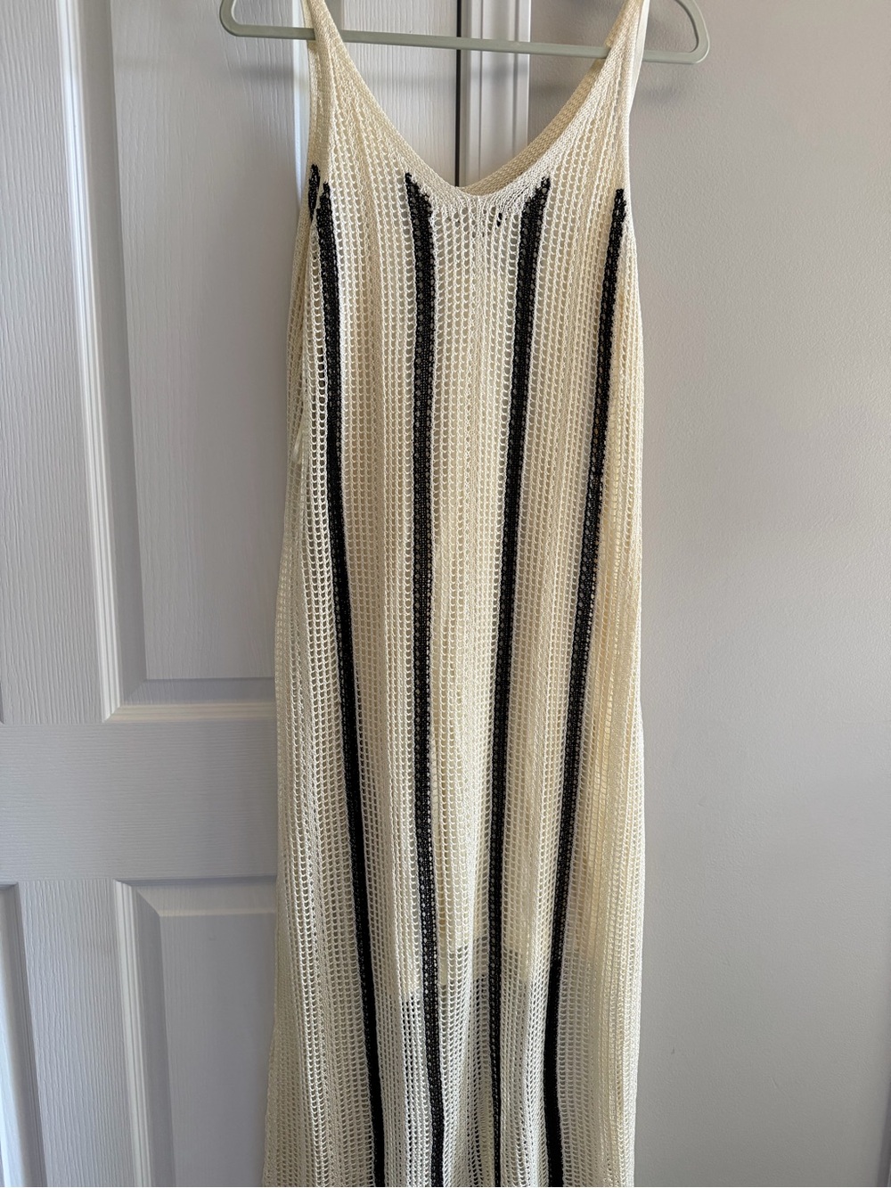 a new day Cream Maxi Dress with Black Vertical Stripes